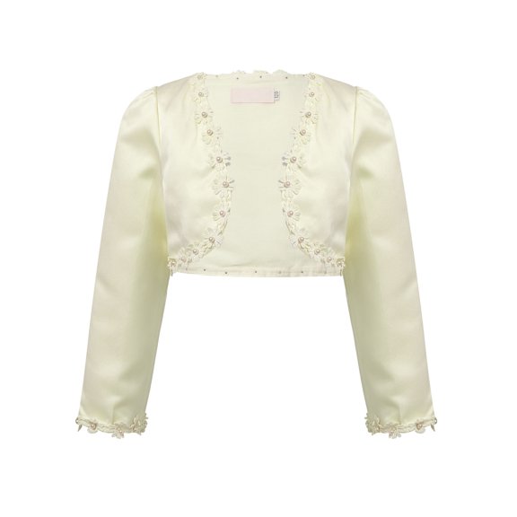 iiniim Kids Girls Long Sleeve Beads Bolero Shrug Princess Open Cardigan for Wedding Flower Girls Dress