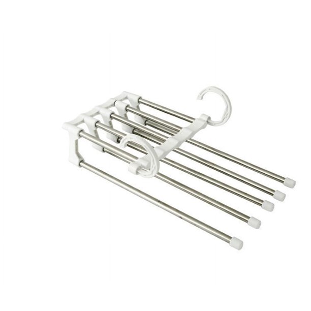 Perchero multifuncional plegable telescópico de acero inoxidable para pantalones, de múltiples capas, para el hogar, con clip mágico para guardar pantalones