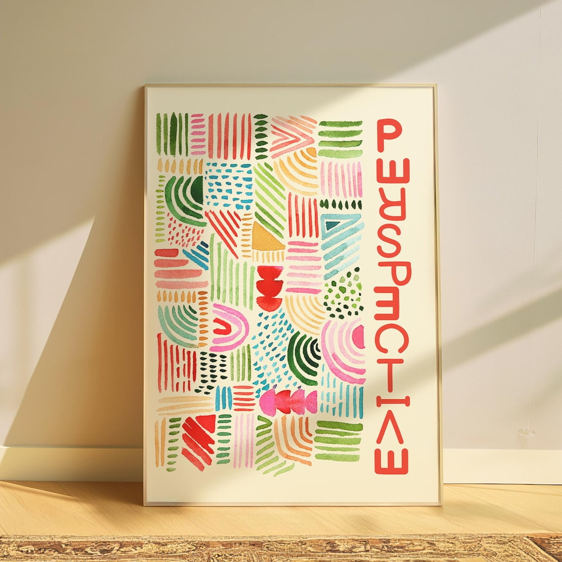 Colorful Geometric Mid Century Wall Art Print Retro Modern Decor Unframed Paper Print