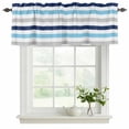 thumbnail image 2 of Blue Navy Striped Valances for Windows, Decorative Rod Pocket Window Valance Curtains, Simple Abstract Greyish Lines Art Short Curtain Drapes for Kitchen/Bathroom/Living Room, 2 Panels, 42" W x 12" L, 2 of 8