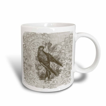 

3dRose Vintage Brown Bird - Nature Art - Ceramic Mug 11-ounce