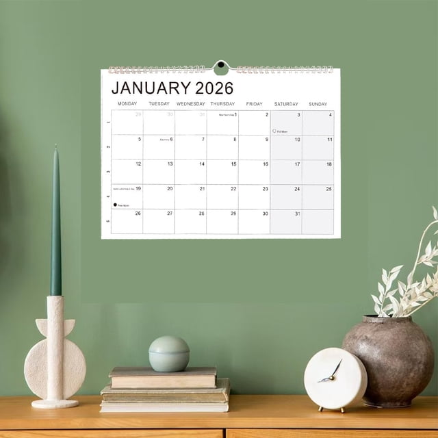 Calendario de pared de 18 meses 2026-2027 | De enero de 2026 a junio de 2027 | Planificador mensual compacto con amplios bloques de escritura y diseño sin marco