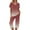 Wine, variant on Women Lounge Set Two Piece Sets for Women Capris Short Sleeve Tee Shirts and High Waisted Trousers Sleep Wear