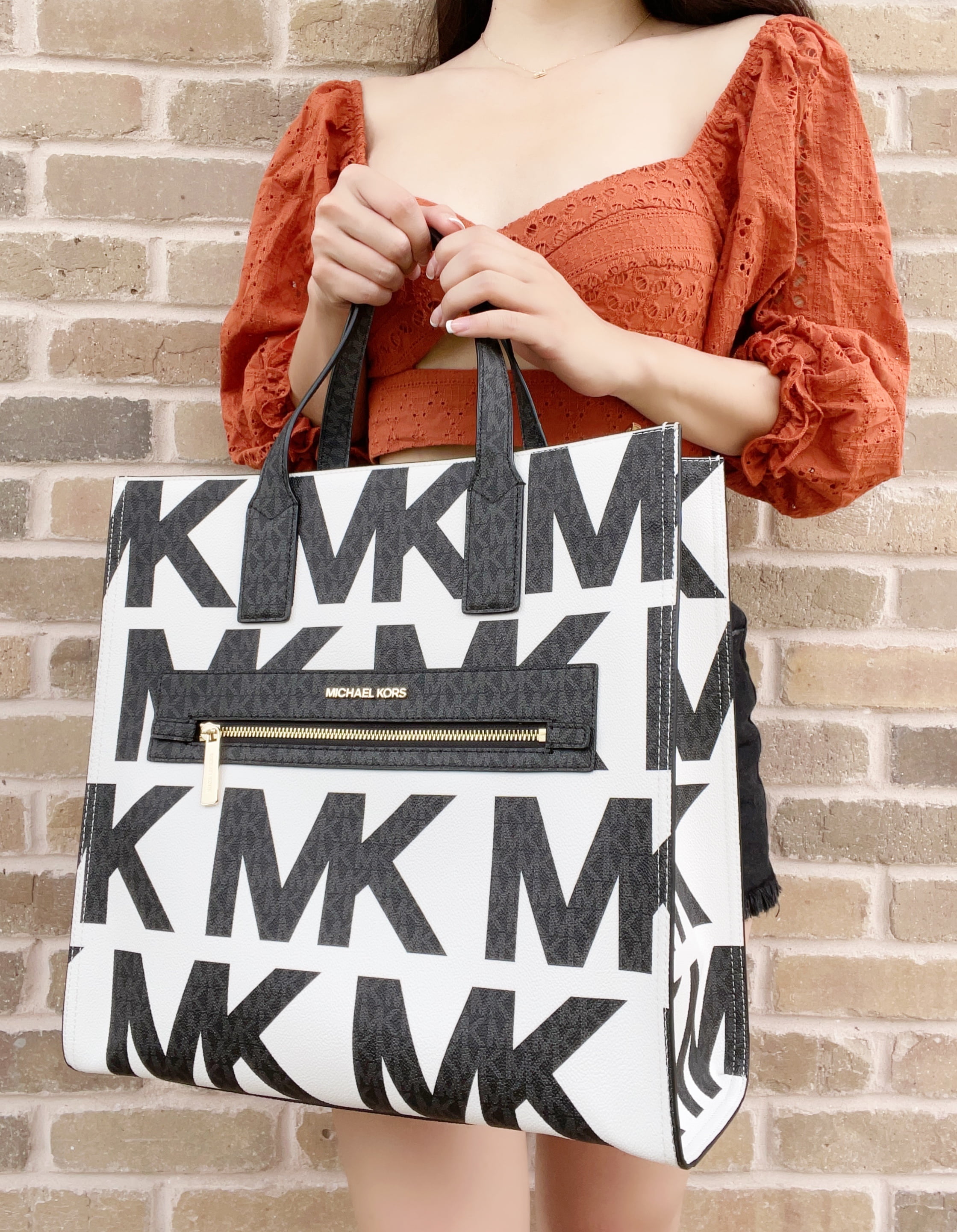 Michael Kors Kenly Large Graphic Logo Tote Bag - Black Combo