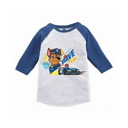 

Paw Patrol Chase Long Sleeve Shirts Toddler Raglan - 3 4 5 Years Old - Brave Pup Paw Patrol Tee