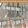 thumbnail image 4 of Broom Mop Holder with Hooks Wall Mounted Broom Storage Rack No Drilling Self-Adhesive Mop Broom Organizer Mop Holder Hanger for Bathroom Office Kitchen Closet Garage, 4 of 8