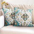 thumbnail image 2 of Boho Pillow Covers 20"x20" Set of 2 Carpet Cyan Vintage Throw Pillow Case Soft Square Decorative Pillowcases for Home Decor Sofa Car Living Room, 2 of 6