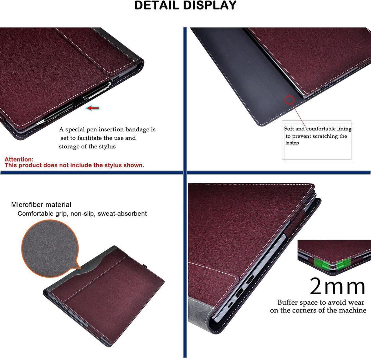 Laptop Case Cover for Lenovo 16" IdeaPad 5i 2-in-1 Gen 9 for IdeaPad 5 2-in-1 16IRU9 16AHP9 [Not fit Other Models] Detachable Notebook Sleeve Computer Bag PU with Heat Dissipation Hole