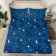 thumbnail image 2 of Manfei Cute Stars Moon Bed Sheets,Galaxy Starry Night King Sheets,Blue Yellow Sheet Set For Girl Teens,Luxury Bedroom Decor,4-Piece, 2 of 7