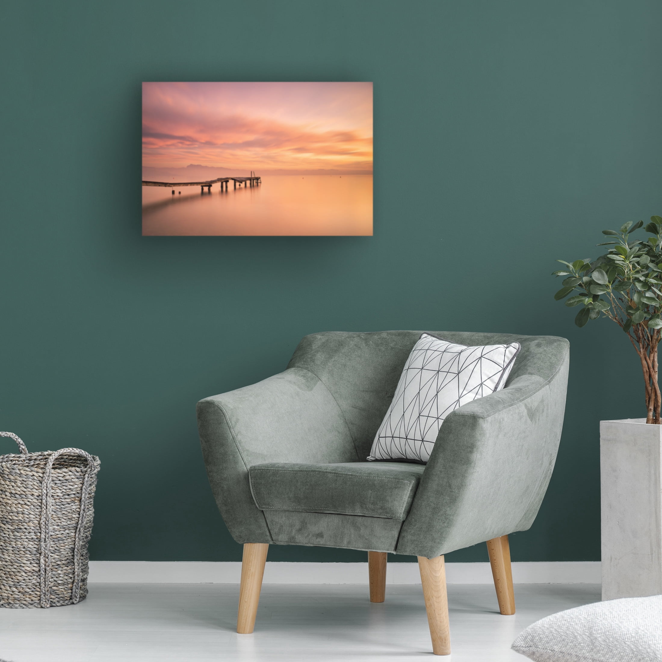 Canvas Wall Art - Aglioni Simone 'Garda Lake' Wall Art for Living Room, Bedroom, or Office D?cor by Trademark Fine Art - 32 x 22 Inches