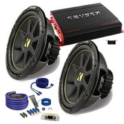 Kicker 2 12" Comp Subwoofers and a Crunch PX2000.1D 2000 Watt Max Amp   Amp wire kit Package