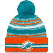 Men's New Era Aqua/Orange Miami Dolphins 2021 NFL Sideline Sport Official Pom Cuffed Knit Hat - OSFA