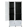 thumbnail image 2 of Knocbel 8-Cube Plastic Cube Closet Multi-purpose Stackable Storage Organizer with Shelves and Hanging Rod for Clothes Suit Long Coat, 27.6"W x 17.7"D x 56.7"H White Doors and Black Panels, 2 of 6