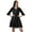 Black, variant on Drawstring Mini Dress Printed Poly Crepe Women Ruffle Sleeve Shirt Dress