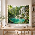 thumbnail image 5 of Tropical Waterfall in Lush Jungle, Calming Watercolor for Nature Lovers, Rainforest Nature Art Decor, Housewarming Gift Tapestry Wall Hanging for Bedroom and Living Room, 5 of 7