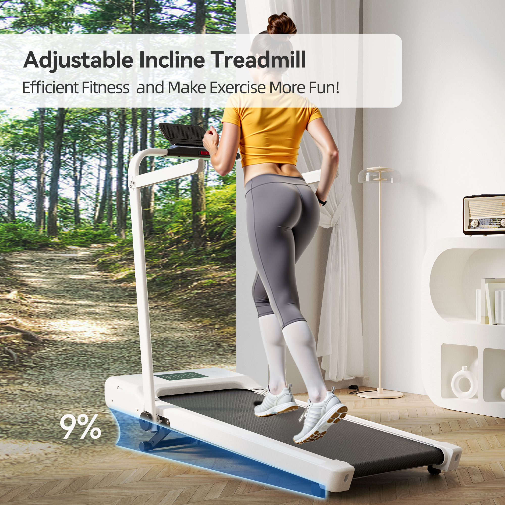 3 in 1 Folding Treadmills for Home, 3.0HP Powerful and Quiet Under Desk Treadmill, 300 lbs Capacity Foldable Walking Pad Treadmill with Remote Control and Space Saving, Free Installation