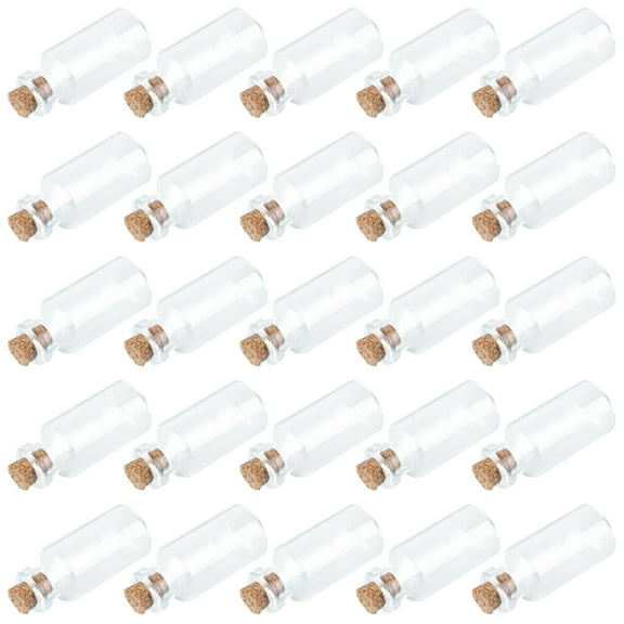 25 Pcs Clear Mini Glass Jars with Cork Stoppers DIY Wish Bottles for Message Weddings and Party Favors 18x40mm