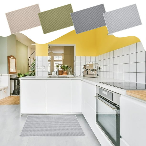 Alfombra antideslizante para cocina | Tapete lavable con bucle de algodón de alta elasticidad para entrada | Absorbente de manchas y agua | Para puerta de casa | 45x70 cm | Beige/Verde/Gris/Gris