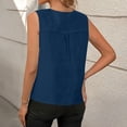 thumbnail image 5 of Women's Sleeveless V Neck Pleated Pullover Top Shirts Blouses Solid Color Loose Fit Casual Daily Wear Business Casual Work Office Fashion Essential Gift for Women | CSEONE,Navy L, 5 of 9