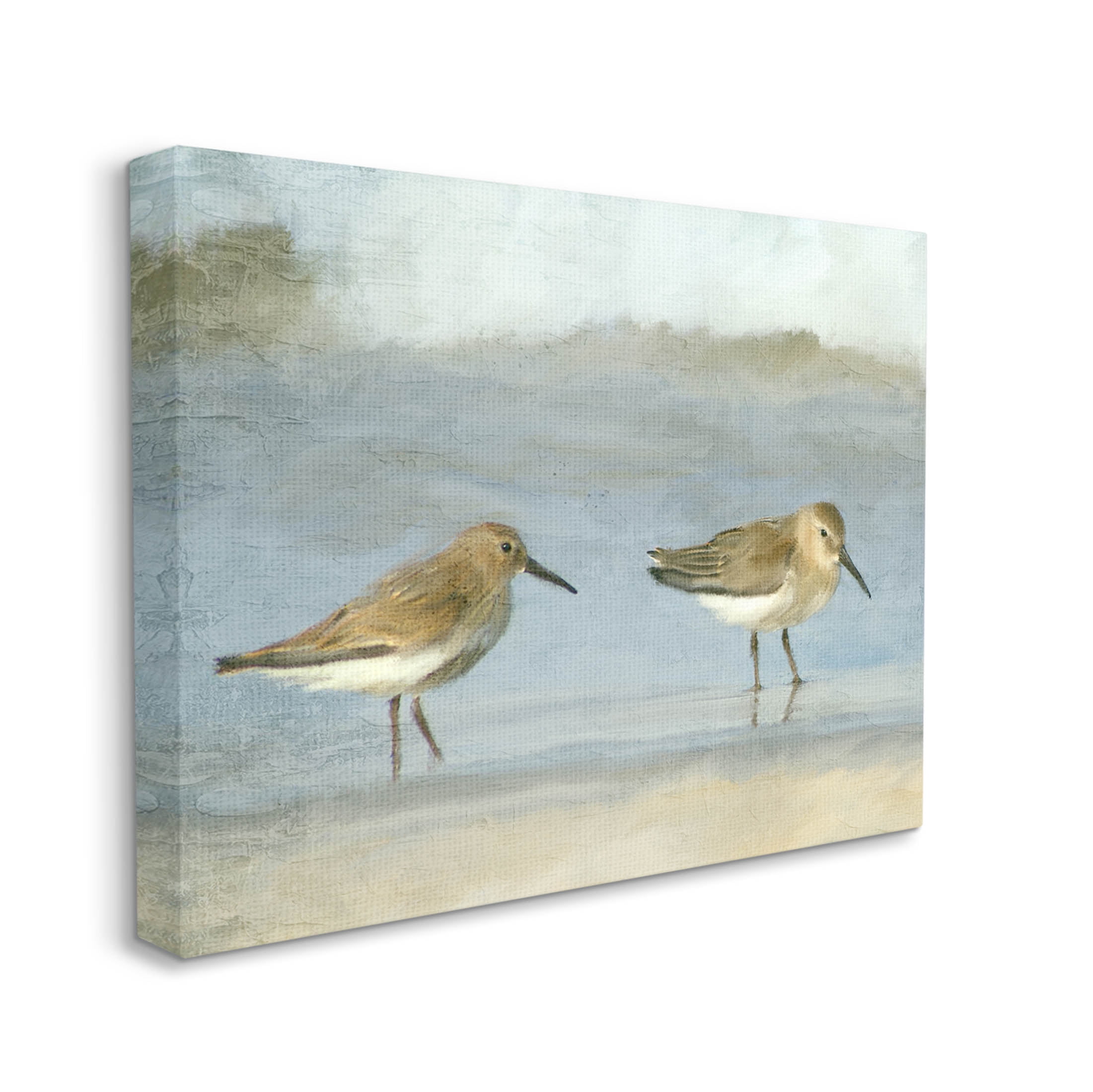 Stupell Industries Two Sandpipers Stepping Beach Shore Painting Gallery Wrapped Canvas Print Wall Art, Design by Kim Allen