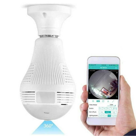 

COFEST Consumer Electronics Smart Home Security Angle Fisheye Wireless Wi-fi E27 LED Light Bulb 960P VR Panoramic IP Camera For IOS roid Phone APP Home Security CCTV Camera System HD 360° Wide White