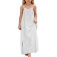 thumbnail image 2 of Backless Cami Dress for Kids Sleeveless House Dress White Flowy Dress Maxi Sundress Beach Vacation Dress, 2 of 7