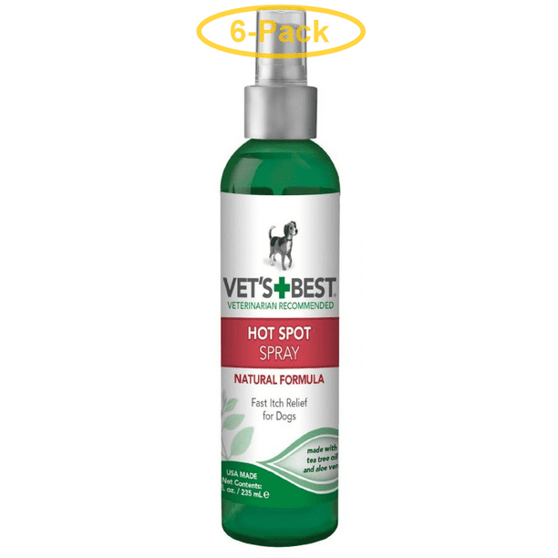Vets Best Hot Spot Itch Relief Spray for Dogs 8 oz Pack of 6