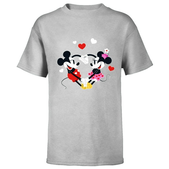 Disney Mickey and Minnie Hearts Valentine’s Day - Short Sleeve T-Shirt for Kids – Customized-Athletic Heather