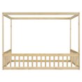 thumbnail image 5 of Miniyam Full Size Canopy FloorBed with Guardrails for Kids and Teens, Natural, 5 of 7