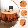 thumbnail image 2 of Halloween Tablecloth Waterproof – Spooky Pumpkin Design, Orange Table Cover for Halloween Party Decorations, Washable Spillproof Table Cloth for Indoor Outdoor Use, 60" Round, 2 of 6
