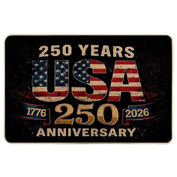 250 USA Anniversary Door Mat – Patriotic Vintage 250th Celebration Doormat, Non-Slip Dirt Trapper for Indoor/Outdoor Entrance for Home, Office, July 4th Decor(RL 19.69in*31.5in 1 PC)
