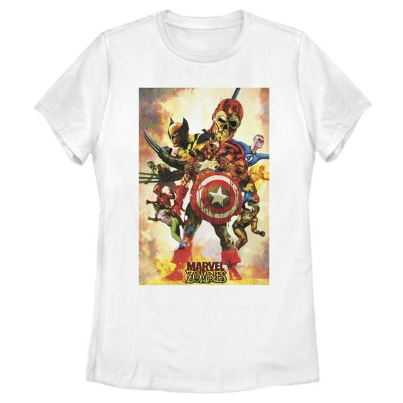 Women's Marvel Zombies Hero Poster Graphic Tee White Small