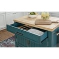 thumbnail image 5 of Powell Conrad Mobile Kitchen Cart with Butcher Block Top, 28" W x 20.25" D x 36.5" H, Teal, 5 of 16