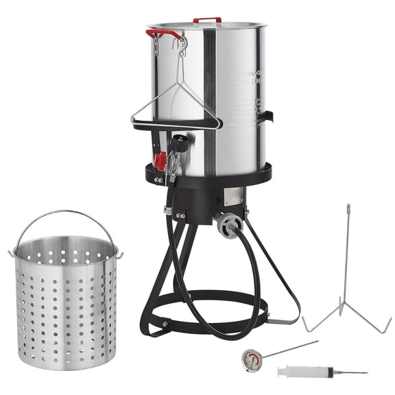 Outdoor Propane Turkey Fryer Kit with 30-Quart Pot, 54K BTU Burner, Basket, Rack&Thermometer for Seafood and Poultry