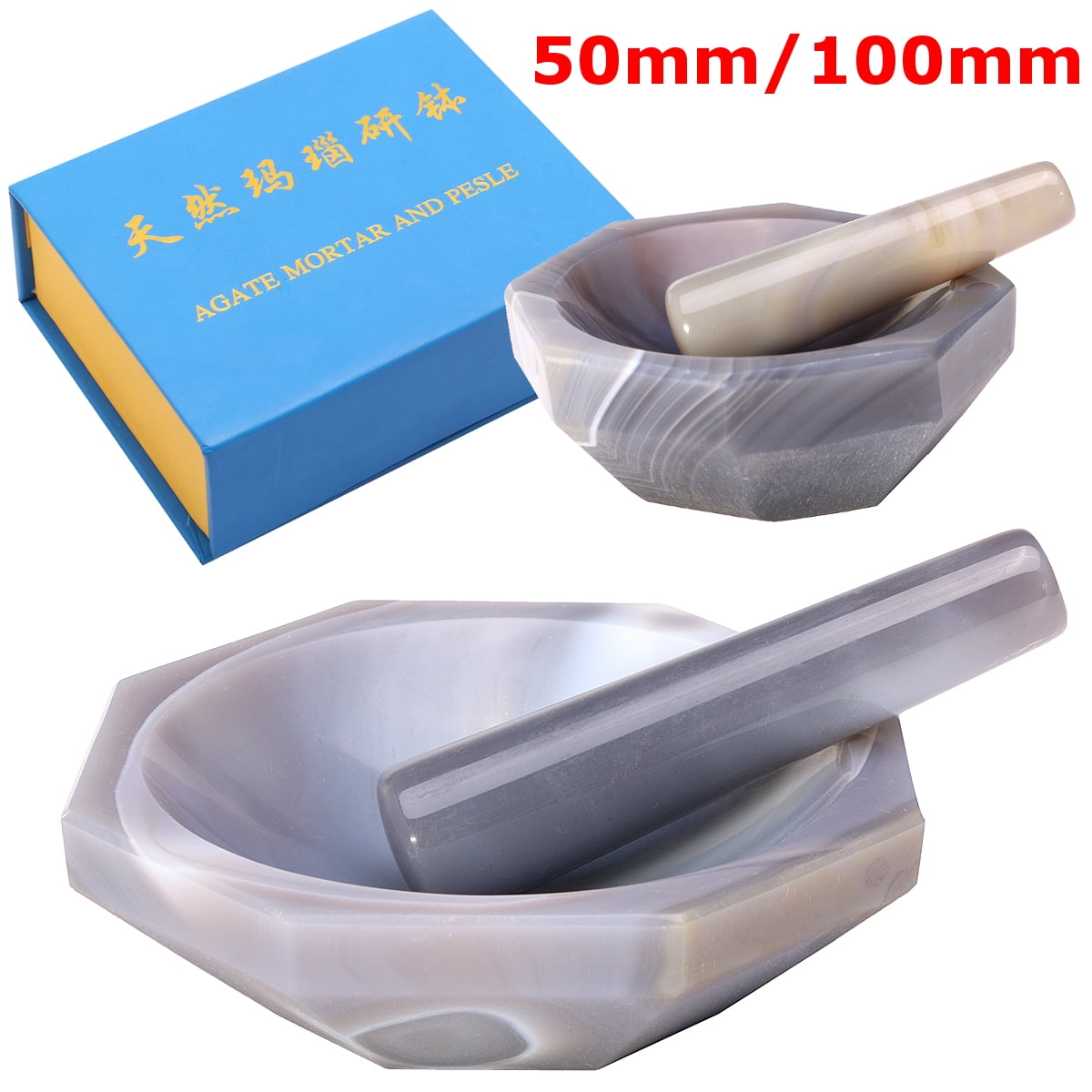 50/100mm Natural Agate Mortar and Pestle Grind The Solid Make The