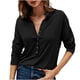 thumbnail image 1 of Camisa de solapa de manga larga ajustada con temperamento superior con botones y cuello en V de color sólido de verano para mujer Pompotops  FGAJ20654, 1 of 8