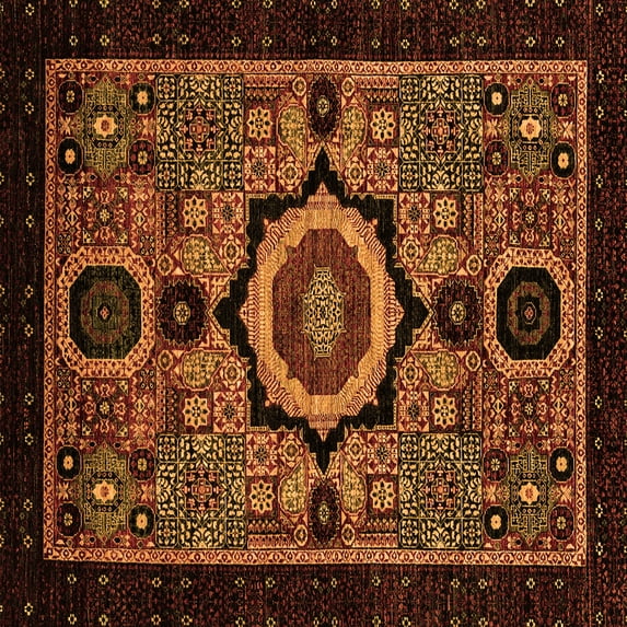 Ahgly Company Indoor Square Abstract Orange Modern Area Rugs, 8' Square