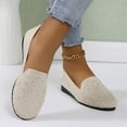 thumbnail image 5 of Wowcloth Women's Fashion Casual Spring Summer Shoes - Breathable Knit Mesh Slip-On with Rhinestone Decor Round Toe Low-Cut Flat Sole for Everyday Wear, 5 of 9