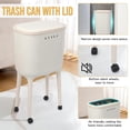 thumbnail image 4 of LibraMal 4 Gallon Trash Can with Wheels and Lid, Modern Narrow Garbage Can with Raised Legs, Space-Saving Rolling Dog-Proof Trash Bin for Bathroom, Kitchen, Bedroom, Office (1, White-1), 4 of 6