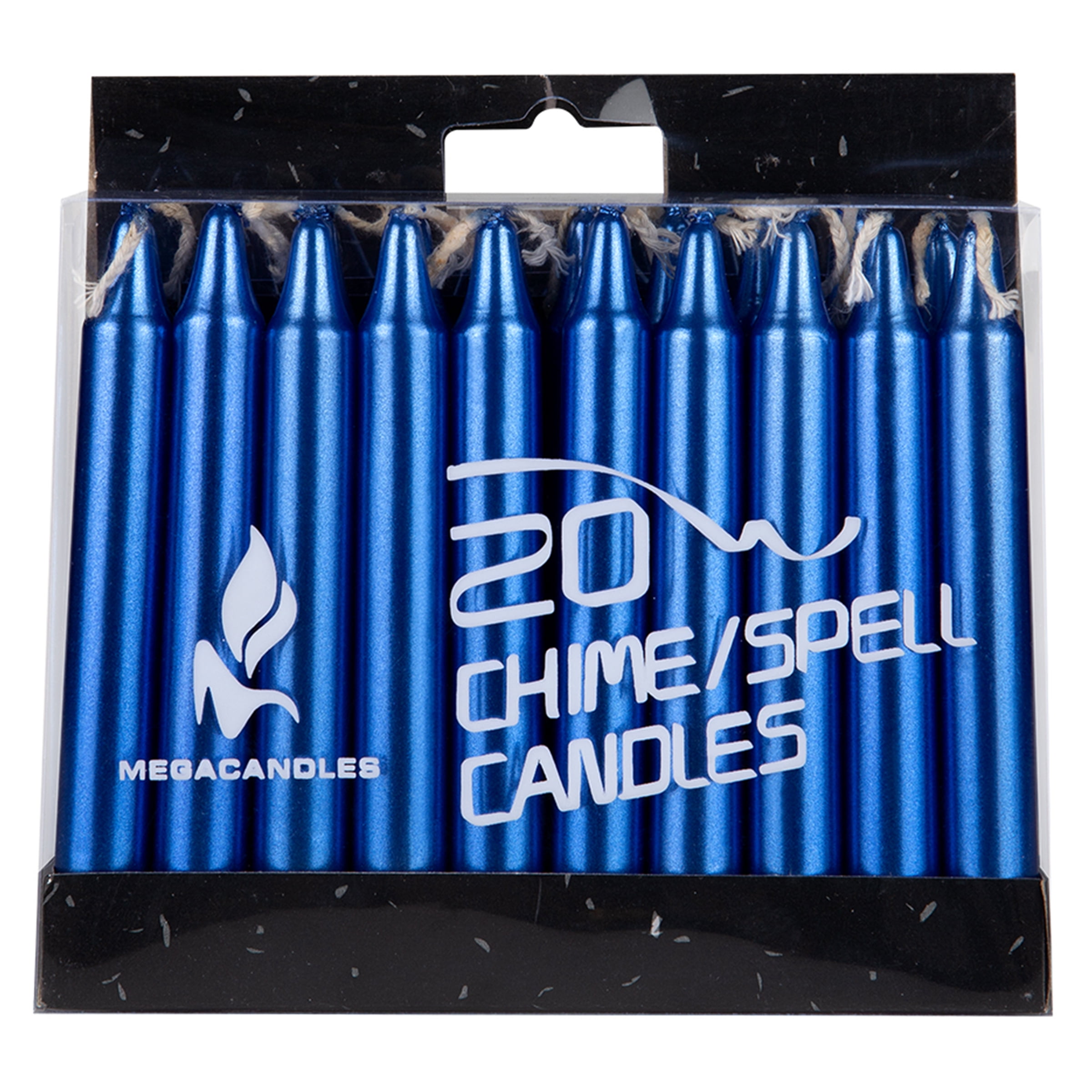 Mega Candles 20 pcs Unscented Metallic Dark Blue Mini Taper Candle, 4