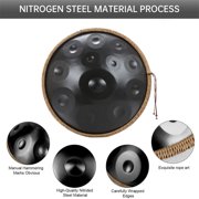 22 Inches Handpan Drum, D Minor 12-Note Steel Drums, Musical Supplies for Yoga Meditation, Zazen, Musical Education