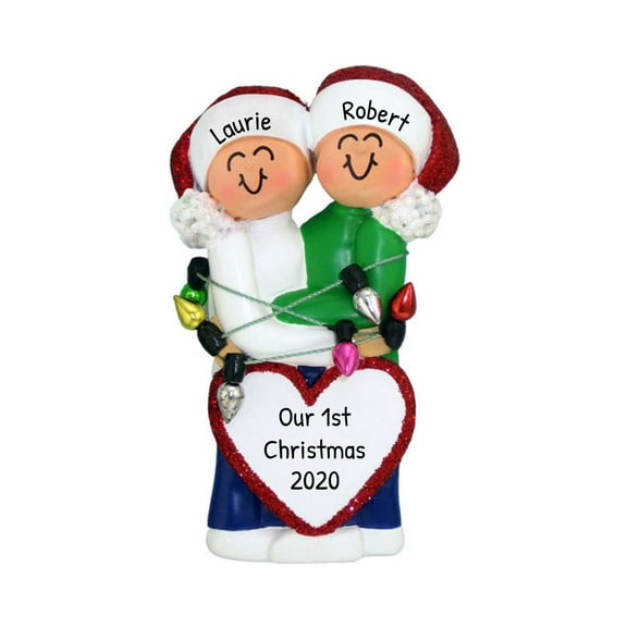 Ornaments by Elves Personalized Couple Christmas Tree Ornament 2024 - Engagement Gifts for Couples
