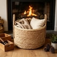 thumbnail image 3 of XKHHLH Seagrass Woven Storage Basket with Handles, Natural Handwoven Round Organizer Basket for Blankets, Toys, Towels, Laundry and Fireplace Wood Home Decor, 3 of 6