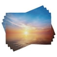 thumbnail image 1 of Ambesonne Sunrise Place Mats Set of 4, Horizon Seascape Bay, Standard Size, Orange and Blue, 1 of 4
