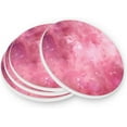 thumbnail image 3 of Pink Starry Night Coaster, Drinks Round Absorbent Stone Set with Ceramic Stone and Cork Base, Tabletop Protection Mats and Cups Place for 2PCS Home Decor, 3 of 6