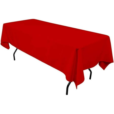 

Valentina Textile Inc Premium Polyester Tablecloth - 60 x 108 Rectangle White Tablecloth for Wedding Restaurant or Banquet(Red)