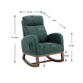 thumbnail image 3 of Modern Nursery Rocking Chair, Glider Upholstered Accent Chair with High Backrest & Solid Wood Legs, Comfy Armchair Nursery Rocker with Side Pocket for Living Room, Bedroom, Emerald, 3 of 9