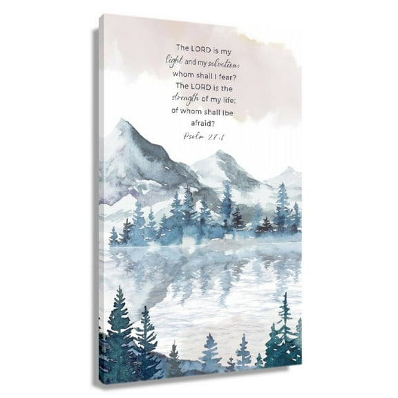Bible Verse Wall Art Psalm 27 1 Poster Mountain Wall Art Prints Giclee On Canvas Artwork For Bedroom Unframed 12x18 in
