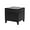 Leather Black With Walnut Legs, variant on Adeco Square Storage Ottoman