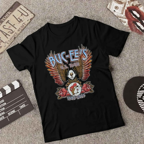 Buc ees US Cities Tour 1982 to 2023 Black Graphic T-Shirt unisex up to 5XL